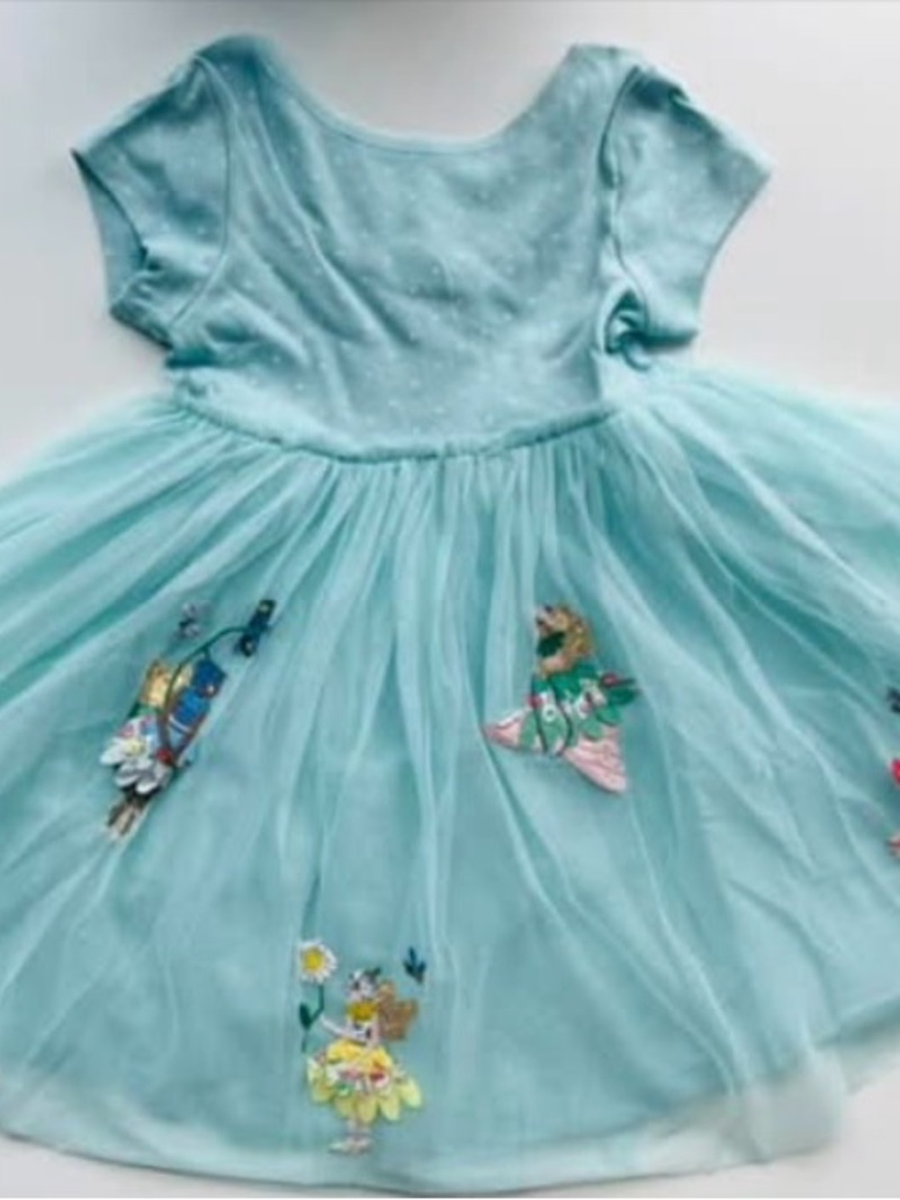 Mini Boden Nwt 9-10Y Aqua Blue Tulle fairy applique Party